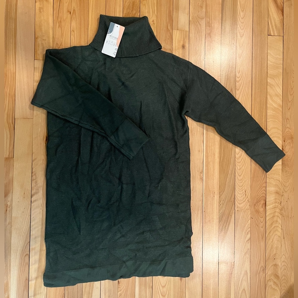 Olive Turtleneck Sweater Dress